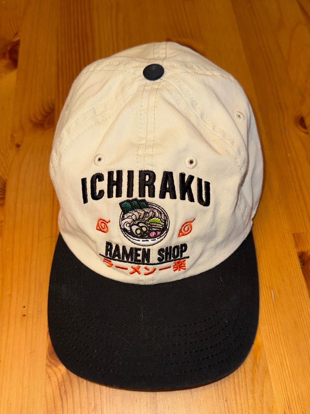 Naruto Beige and Black Ramen Hat with Embroidered Design